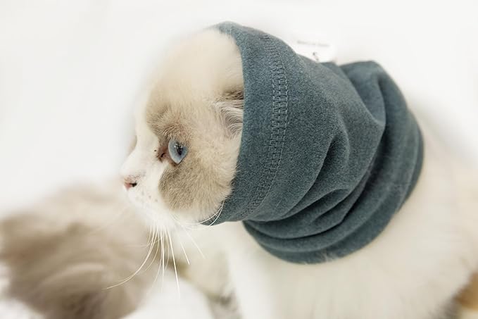 No Flap Ear Wrap Ear Cat Bath Quiet Ear Covers Hoodie Noise Cancelling Headphones for Cat small Rose+Aqua Blue S