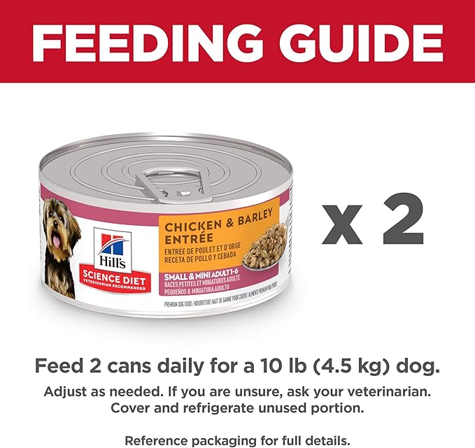 Hill's Science Diet Small & Mini, Adult 1-6, Small & Mini Breeds Premium Nutrition, Wet Dog Food, Chicken & Barley Loaf, 5.8 oz Can, Case of 24