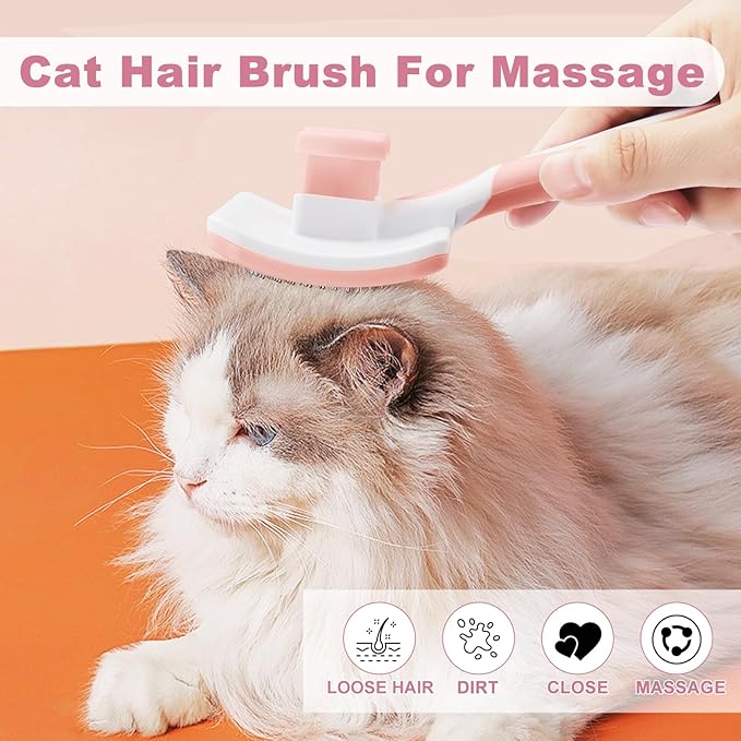 Pet Self Cleaning Slicker Brush Pet Brush Dog Brush & Cat Brush for Shedding Hair Pet Hair Removal Tool Safe Massage Comb for Long, Middle-long, Short Hair (Orange), Large