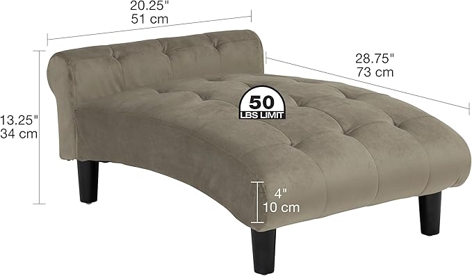 Paws & Purrs Modern 21" Wide Pet Chaise Lounge Bed for Small to Medium Dog or Cat