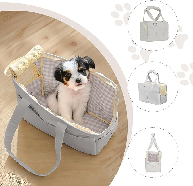 Dog Carriers for Small Dogs, Dog Purse Carrier for Small Dogs, Soft-Sided Dog Carrier Airline Approved, Dog Tote Bag with Six Pockets, Pet Carrier Washable, Oxford Cotton Bag for Puppy Kitten