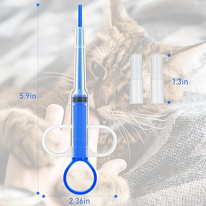 2 Pieces Pet Pill Plunger Popper for Small Cats Dogs Pill Gun Dispenser Shooter Pet Piller Soft Tip Tablet Syringe Pusher Animal Medicine Feeder for Feeding Accessories (Blue)