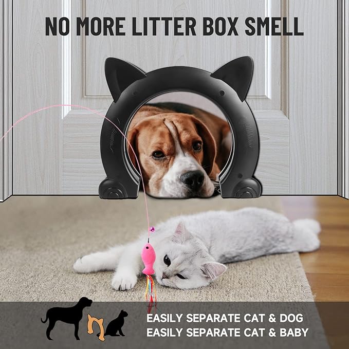 Cat Door Interior Door - No-Flap Cat Door for Interior Door, Cat Door Interior Door for Cats Up to 21 lbs, Easy DIY Setup, Secured Installation in Minutes, No Training Needed