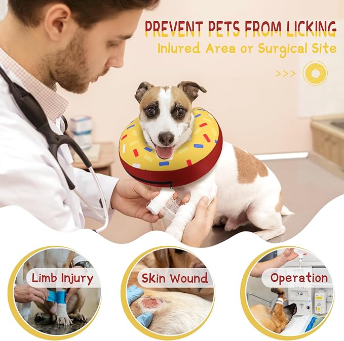 Supet Inflatable Dog Cone Collar Recovery Head Cone, Dog Neck Donut Collar Recovery E Collars for Dogs Dog Donut Collar after Surgery