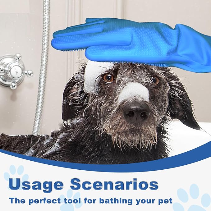 2pcs dog washing gloves and dog bath brush, 2-in-1 pet shower set | Suitable for dogs, cats, bath massage, and pet grooming