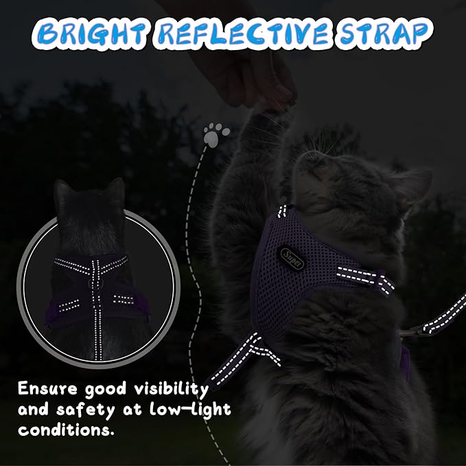 Supet Cat Harness and Leash Set for Small to Large Cats Adjustable Cat Vest Harness with Reflective Trim Universal Cat Leash and Harness for Cats/Puppies Outdoor Walking