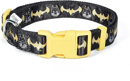 DC Comics League of Super-Pets Ace Batman Dog Collar, Medium |Officially Licensed DC LEAGUE of SUPER-PETS Dog Collar |Medium Dog Collar DC LEAGUE of SUPER-PETS Ace Bat Hound Batman Style with D-ring