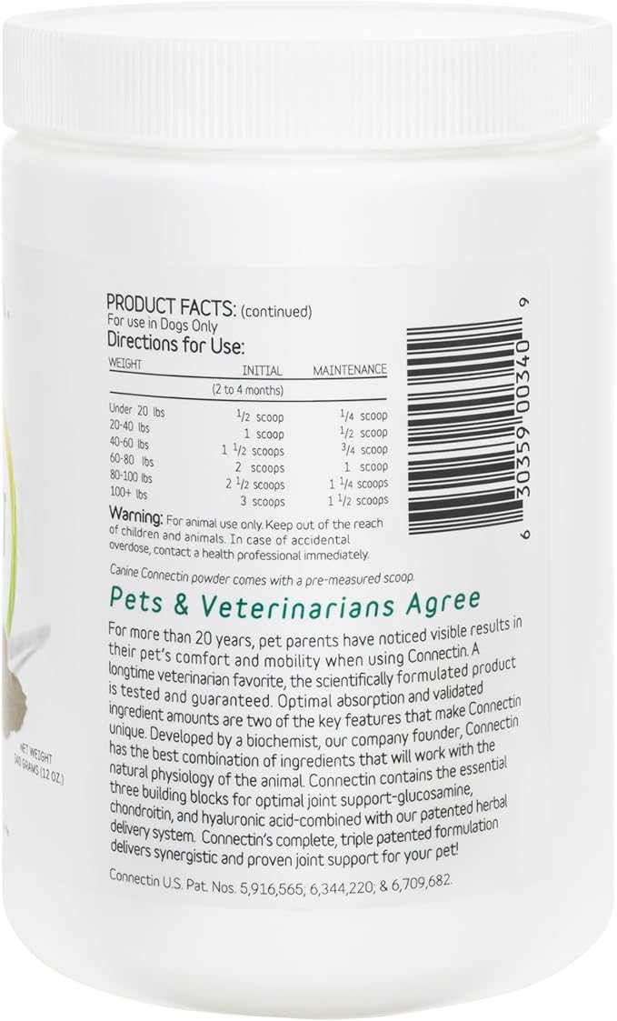 InClover Connectin Hip and Joint Supplement for Dogs. Combines Glucosamine, Chondroitin and Hyaluronic Acid with Herbs for Comfort and Mobility