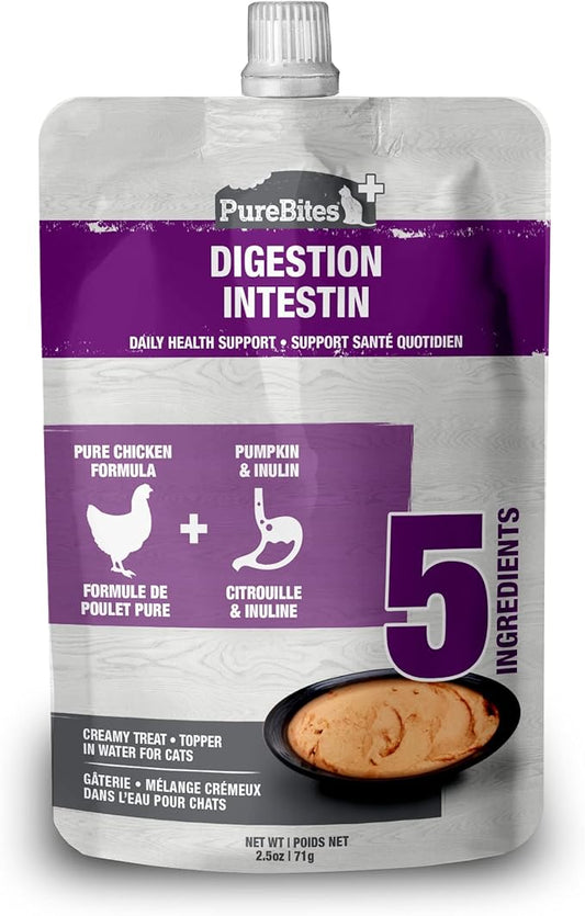 PureBites+ Gut & Digestion Squeezables for Cats, only 5 Ingredients, case of 15