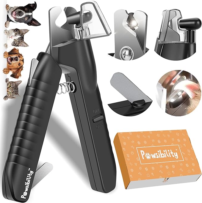 Reinvented Pet Nail Clippers for Your Pal - USB Rechargeable LED Light for Bloodline | Razor Sharp and Durable Blade | Vets Recommended Trimming Tool for Dogs and Cats