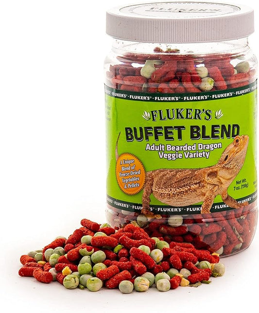 Fluker's 76043 Buffet Blend Adult Bearded Dragon Veggie Variety Diet, 7oz