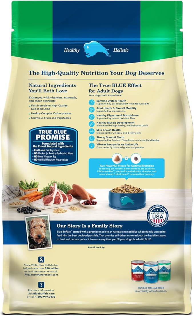 Blue Buffalo Life Protection Formula Adult Dry Dog Food, Helps Build and Maintain Strong Muscles, Made with Natural Ingredients, Lamb & Brown Rice Recipe, 5-lb. Bag