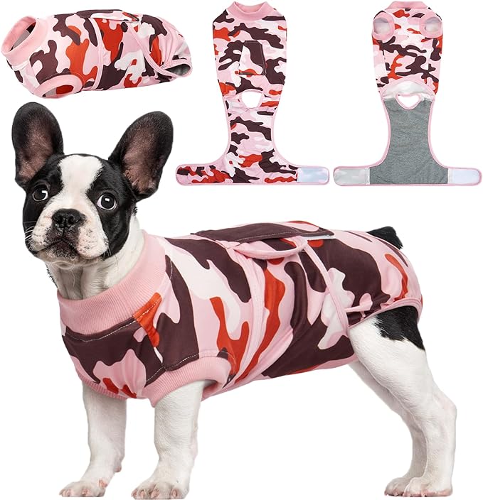 Kuoser Recovery Suit for Dogs Cats After Surgery, Professional Pet Recovery Shirt Dog Abdominal Wounds Bandages, Substitute E-Collar & Cone,Prevent Licking Dog Onesies Pet Surgery Recovery Suit