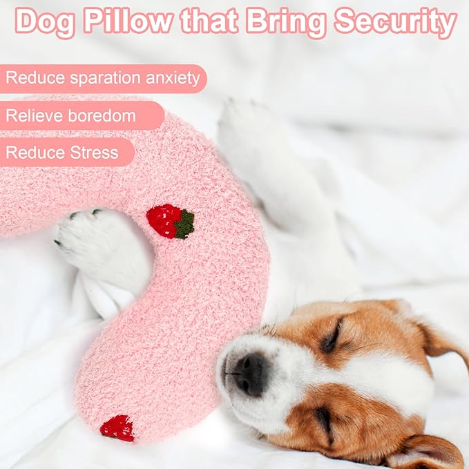 Mity rain Dog Pillow, Anxiety Relief Pillow for Dog, Ultra Soft High Density Calming Pillow for Joint Relief Sleeping Improve, Pet Calming Toy Pink