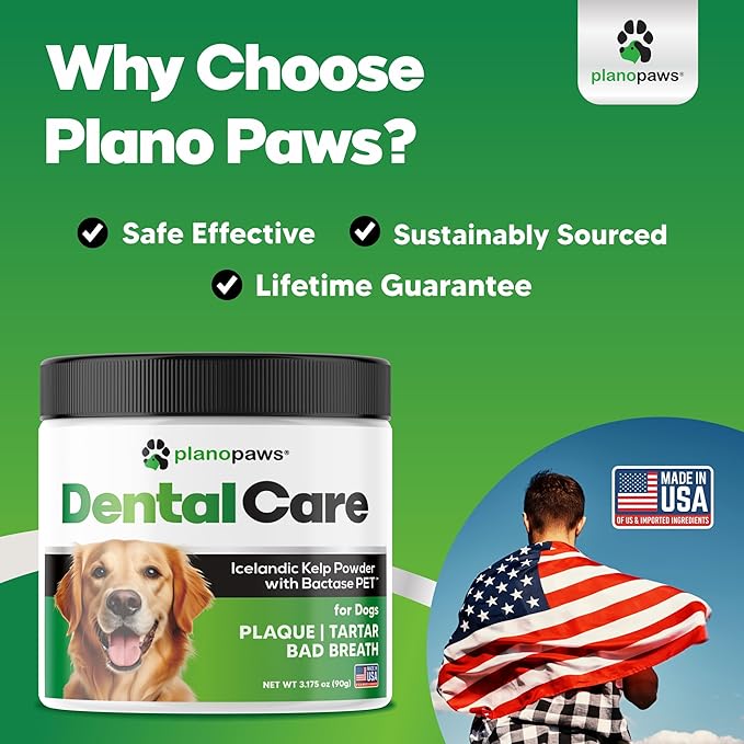 Dog Teeth Cleaning Powder - Dog Plaque and Tartar Remover - Dental Powder for Dogs Teeth with Bactase PET - Dog Breath Freshener to Help Overall Dog Dental Care - Ideal for Mouth, Teeth and Gum Health