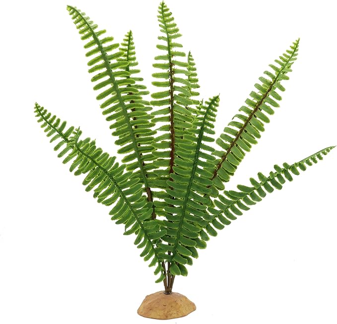 Fake Fern Plants, Reptile Plastic Terrarium Decor, Reptiles Amphibians Tank Accessories for Crested Gecko Leopard Lizard Chameleon (Fern-M)