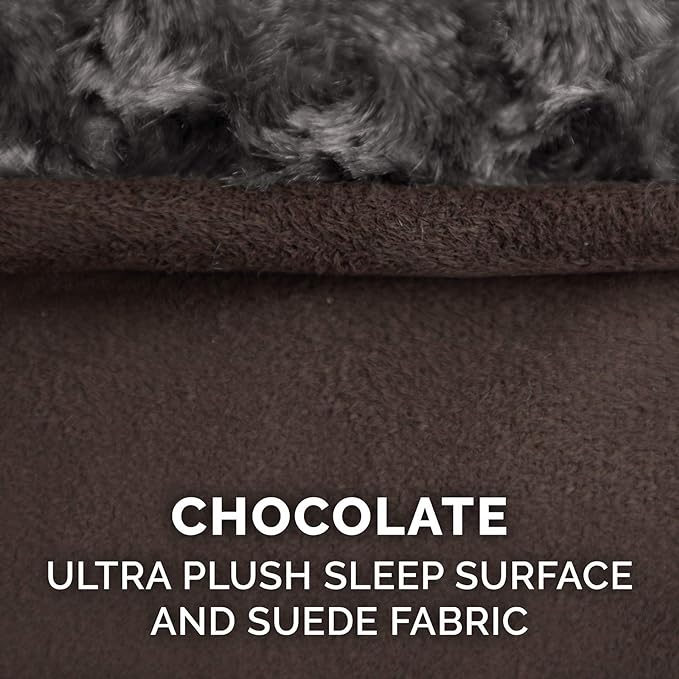 Furhaven Orthopedic Dog Bed for Medium/Small Dogs w/ Removable Washable Cover, For Dogs Up to 23 lbs - Ultra Plush Faux Fur & Suede Luxe Lounger Contour Mattress - Chocolate, Medium