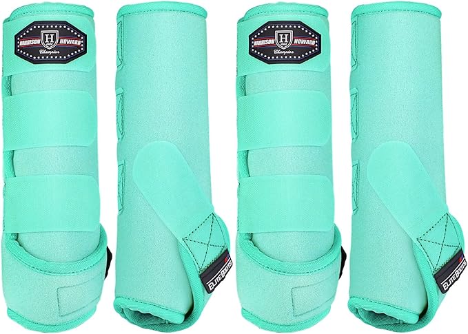 Harrison Howard Horse Sport Medicine Front Shock-Absorbing Boots All-Round Lower Limb Protection & Support Sport Boots Athletic Boots Perfect for Endurance Training and Performance Mint L