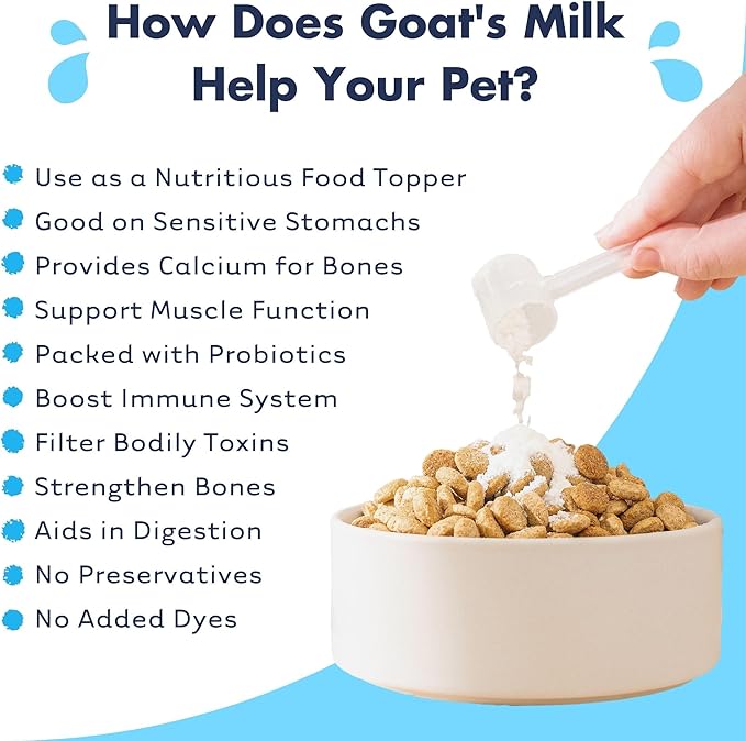 iHeartDogs Goat’s Milk for Dogs & Cats - 3-in-1 Food Topper Powder, Liquid Milk or Dog Ice Cream - Powdered Goat Milk with Probiotics