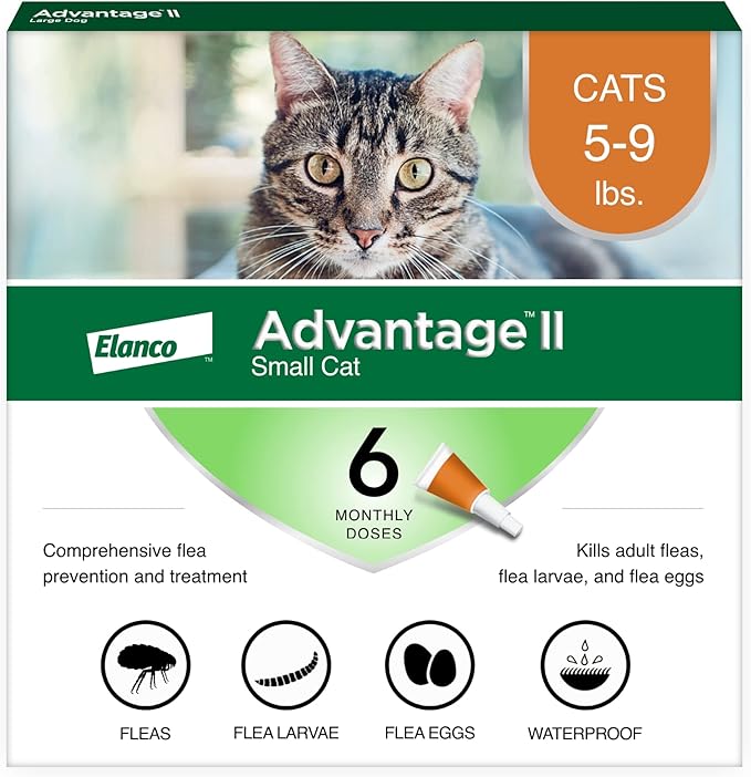 Advantage II Small Cat Vet-Recommended Flea Treatment & Prevention | Cats 5-9 lbs. | 6-Month Supply