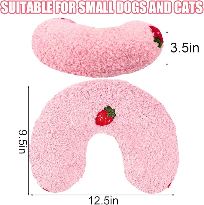 BABORUI Large Dog Calming Pillow for Dogs, U Shaped Dog Neck Pillow for Joint Relief Sleeping Improve, Machine Washable Pet Pillow for Dogs & Cats(Pink)