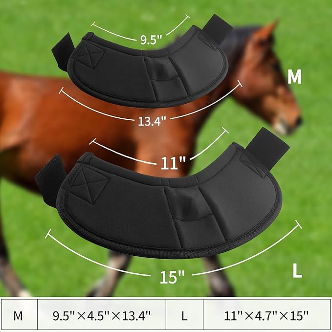 2 Pcs Horse Boots and Horse Leg Protectors, Horse Protection Training Equipment Packages and Accessories Black