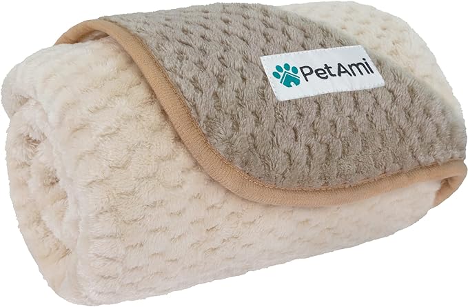 PetAmi Waterproof Dog Blanket, Leakproof Puppy Blanket for Small Medium Dog, Furniture Sofa Couch Cover Protector, Fleece Pet Throw Indoor Cat Kitten, Reversible Washable Soft Plush, 29x40 Taupe Beige