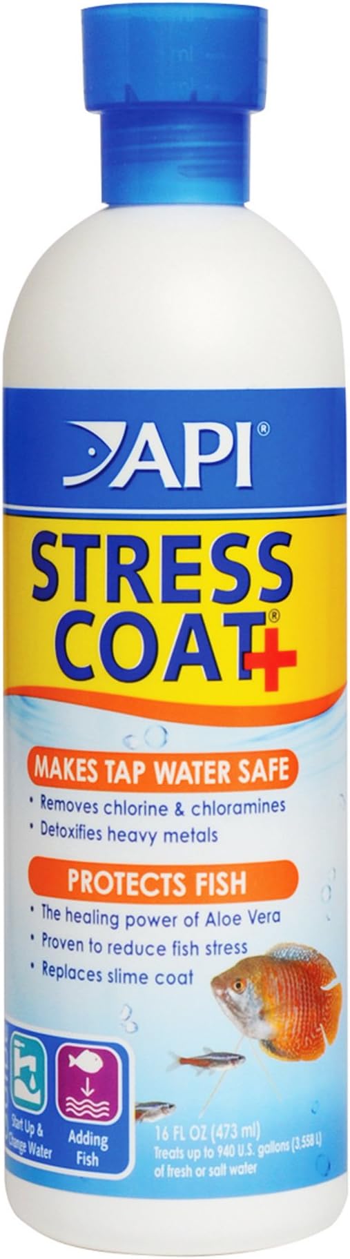 API Aquarium pH Adjuster and Stress Coat Water Conditioner for Freshwater Aquariums, 16 oz Bottles