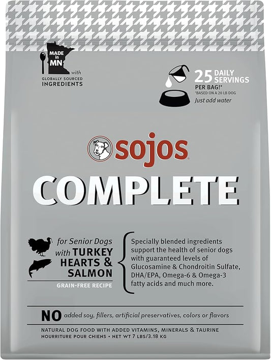 Sojos Complete Turkey & Salmon Recipe Senior Grain-Free Freeze-Dried Raw Dog Food, 7 Pound Bag