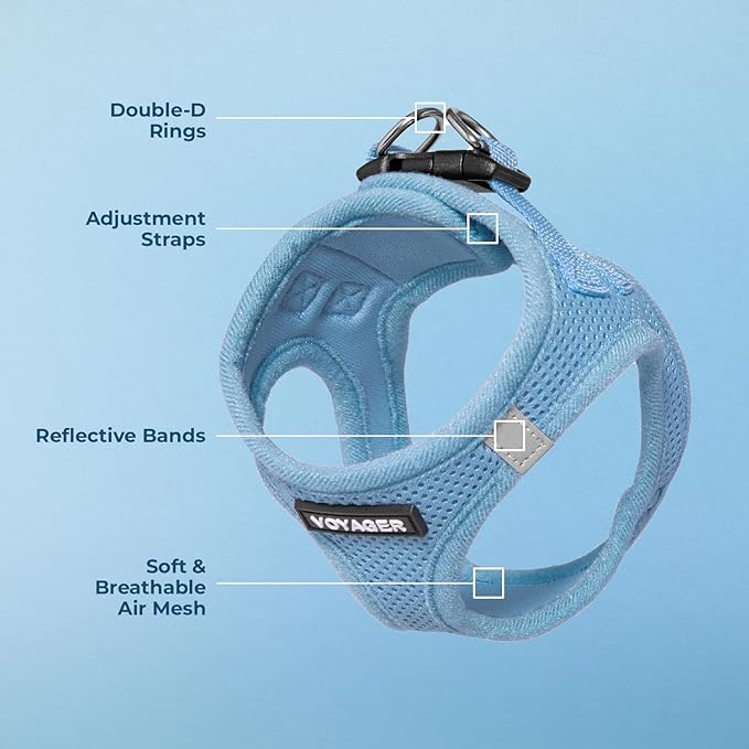 Voyager Step-in Air Dog Harness - All Weather Mesh Step in Vest Harness for Small and Medium Dogs and Cats by Best Pet Supplies - Harness (Baby Blue), XS (Chest: 13-14.5")