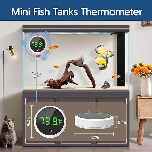 QZQ Fish Tank Thermometer Aquarium Thermometer Wireless Touch Stick Digital Aquarium Thermometer LED Display ±1°F for Monitoring The Fish Tank Aquarium Temperature Accessories (White)