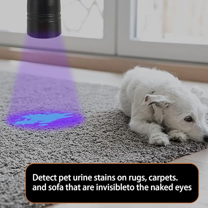 UV Flashlight: 12 Led Black Light Flashlight Mini, Pet Urine Detector Light for Dog/Cat, Dry Stains, Resin Curing, Bed Bug