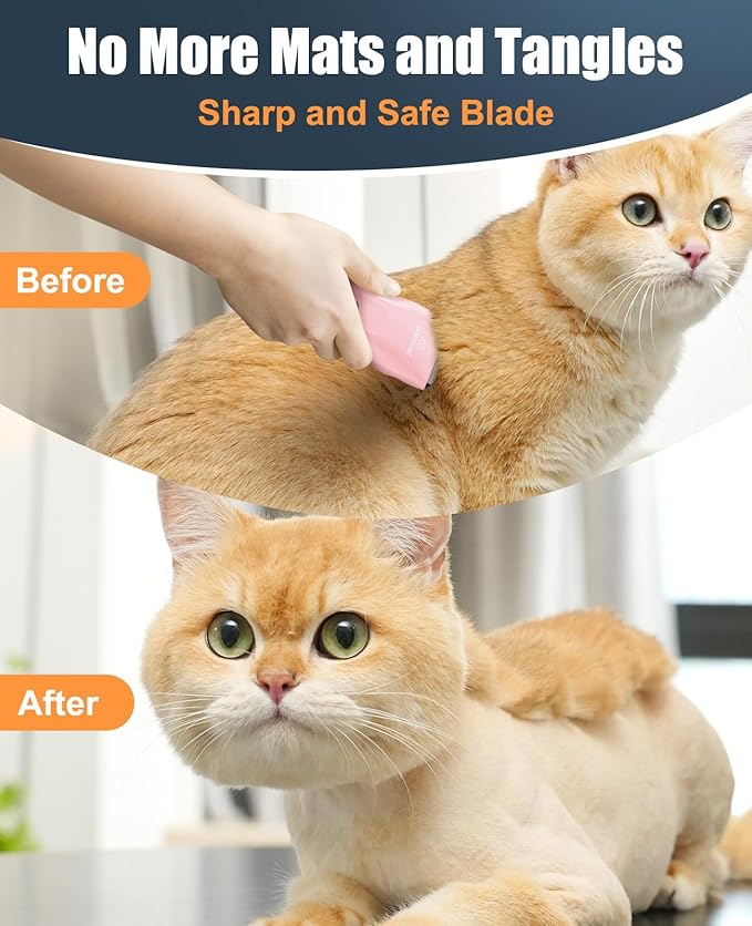 oneisall Pet Clipper for Cat Matted Hair, Pet Shaver for Cats Quiet Pet Hair Clippers Cordless Cat Clippers for Matted Hair Cat Clippers for Long Hair