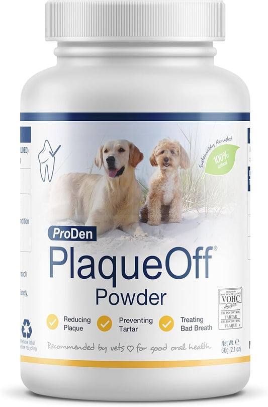 ProDen PlaqueOff Powder for Pets - Cat & Dog Breath Freshener - Plaque & Tartar Remover for Pet Oral Care - Supports Healthy Mouth for Dogs - 60g