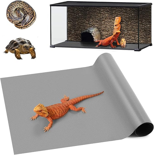 Reptile Carpet, Bearded Dragon Tank Accessories, Terrarium Liner Bedding, Non-Adhesive Terrarium Carpet for Bearded Dragon, Leopard Gecko, Snake, Lizard, Tortoise, Iguana Reptile Tank Grey(18"x72")