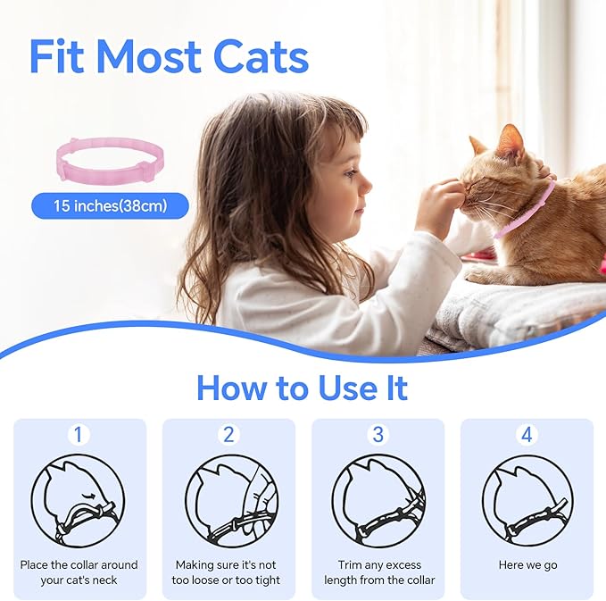 4 Packs Calming Collar for Cats Glow in The Dark, Cat Calming Collar Anti Anxiety Aggression Stress Pheromone Collar for Cats with 60 Days Long-Lasting Effect, Adjustable for Most Cat