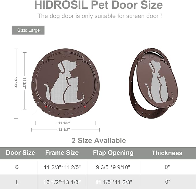 Dog Door for Screen Door, Patent Desigh Pet Screen Door with Lockable Magnetic Flap for Doggy Dog and Cat Door, Coffee