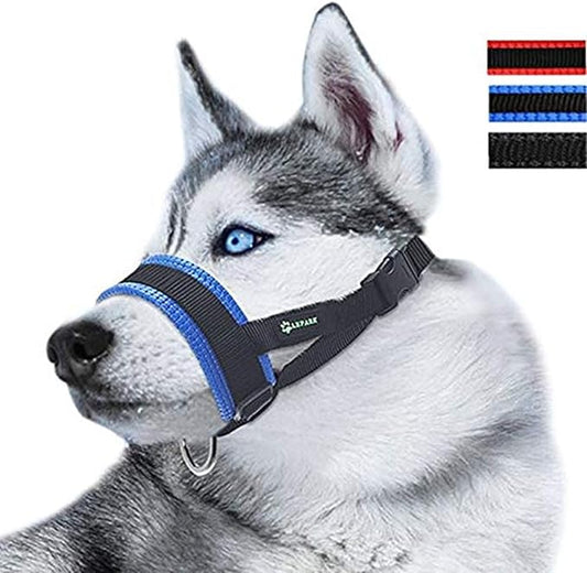 Dog Muzzle for Small, Medium, Large Dogs Prevent from Biting, Barking and Chewing, Adjustable Loop (M/Blue)