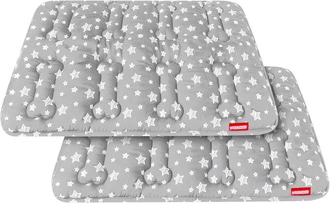 Dog Crate Mat 2 Pack, Dog Bed Mat with Cute Stars, Personalized Dog Crate Pad, Anti-Slip Bottom,(36" X 23"),Stars