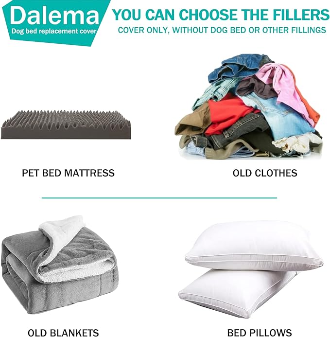 Dog Bed Cover 47L x 29W x 4H Inch,Heavy Duty Durable Waterproof Fluffy Soft Short Plush Replacement Dog Bed Covers,Washable Removable Pet Bed Mattress Cover with Zipper.Grey,Cover Only.