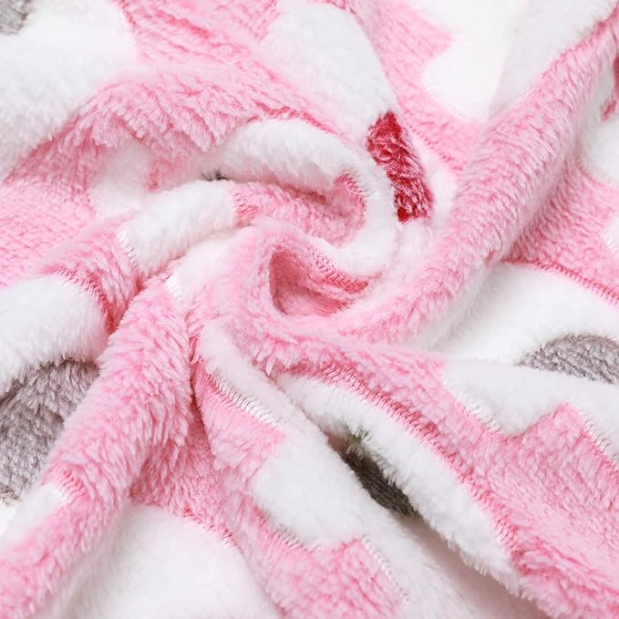 1 Pack 3 Blankets Super Soft Fluffy Premium Cute Elephant Pattern Pet Blanket Flannel Throw for Dog Puppy Cat Pink Small(23x16 inch)