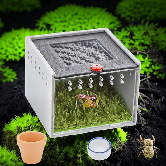 Clear Viewing Degree Jumping Spider Enclosure Tarantula Feeding Box with Acrylic Panel for Spider Tarantula Insect (3.34" x 3.34" x 2.55")