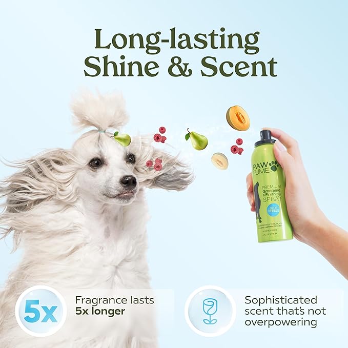 PAWFUME Premium Grooming Spray Dog Spray Deodorizer Perfume for Dogs - Dog Cologne Spray Long Lasting Dog Sprays - Dog Perfume Spray Long Lasting After Bath - Deodorizing Spray (Blue Ribbon, 4-Pack)