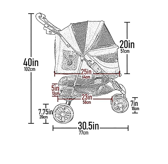 Pet Gear No-Zip Special Edition 3 Wheel Pet Stroller for Cats/Dogs, Zipperless Entry, Easy One-Hand Fold, Removable Liner, Cup Holder, 4 Colors