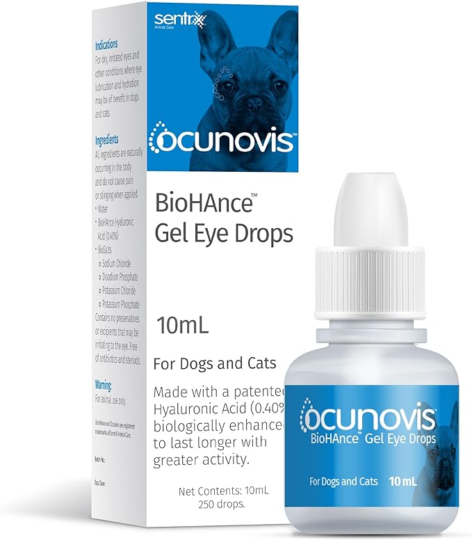 Sentrx Ocunovis Gel Eye Drops for Dogs & Cats, Eye Lube for Dogs Allergy Relief Lubricant, Dogs with Dry Eyes, Artificial Tears, 10 ml