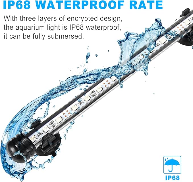 GreenSun Fish Tank Aquarium Light: Submersible Led Lamp - 11 Inch Waterproof Strip Spotlight with APP Control