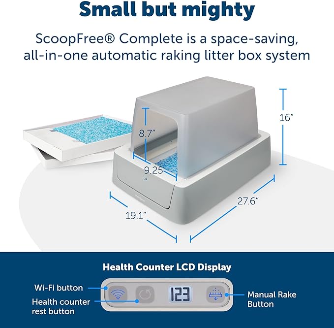 PetSafe ScoopFree Crystal Smart Front-Entry Self-Cleaning Cat Litter Box - WiFi & App Enabled - Hands-Free Cleanup with Disposable Crystal Trays - Less Tracking, Superior Odor Control