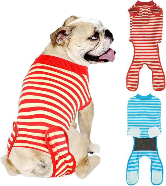 Dog Surgery Recovery Suit 2 Packs, Professional Pet Recovery Shirt Dog Abdominal Wounds Bandages for Male Female Pet Surgical Snugly Suit After Surgery Anti-Licking Dog Onesies S