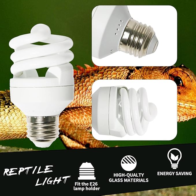 LUCKY HERP Mini UVA UVB Reptile Light 10.0 9W, UVB Bulb for All Desert Dwelling Reptiles, Compact Fluorescent Reptile UVB Bulb for Turtle, Bearded Dragon, Lizard, Gecko etc.