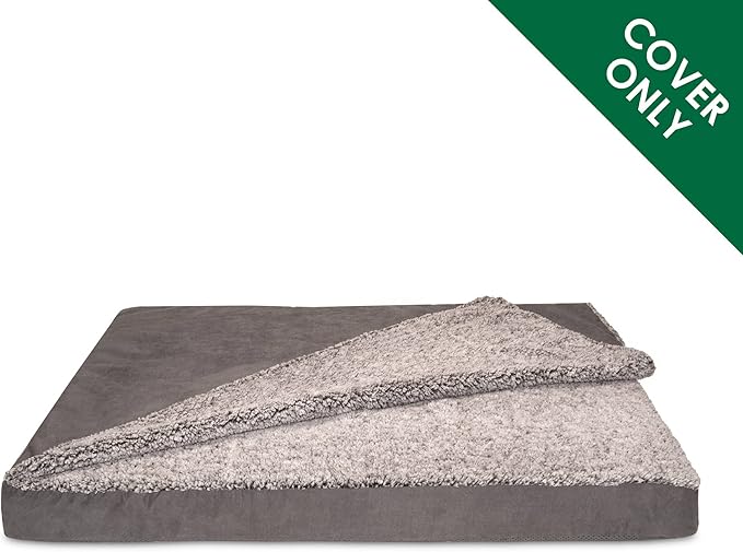 Furhaven Replacement Dog Bed Cover Berber & Suede Blanket Top Mattress, Machine Washable - Gray, Jumbo (X-Large)